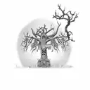 dead tree with tombstone  tattoo design idea