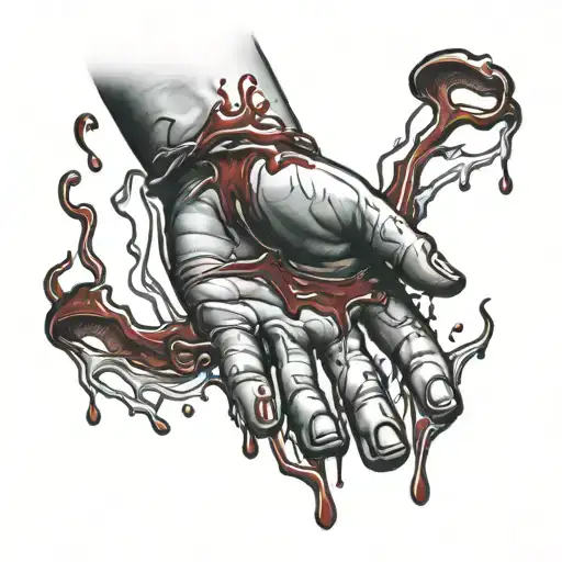 hand of god dripping blood tattoo design idea