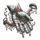 hand of god dripping blood tattoo design idea