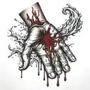 hand of god dripping blood tattoo design idea