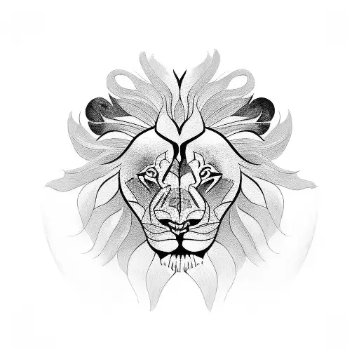 lion see moon and 3 stars tattoo design idea
