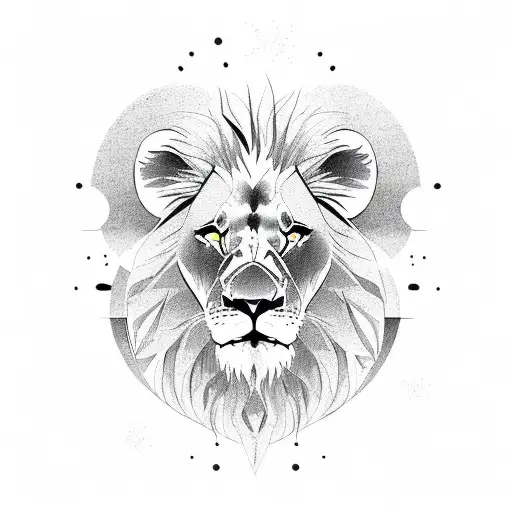 lion see moon and 3 stars tattoo design idea