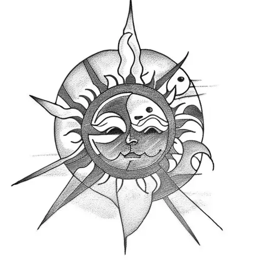 Sun and Moon tattoo design idea