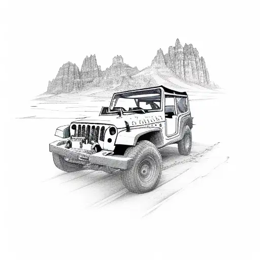 desert jeep tattoo design idea
