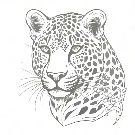 Leopard portrait with a psychology symbol integrated into the background tattoo design idea