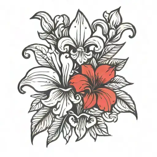 fleur de lis magnolia flower tattoo design idea