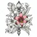 fleur de lis magnolia flower tattoo design idea