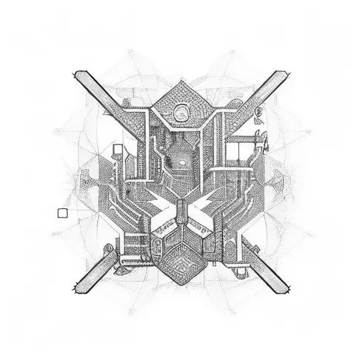 Informatics circuitry IT with medieval fantasy theme tattoo design idea