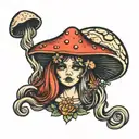 mushroom fairy witch zodiac hippie tarot unique  tattoo design idea