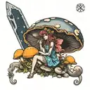 mushroom fairy witch zodiac hippie tarot unique  tattoo design idea