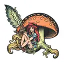 mushroom fairy witch zodiac hippie tarot unique  tattoo design idea