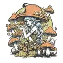 mushroom fairy witch zodiac hippie  tattoo design idea