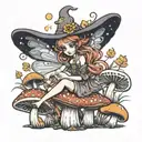 mushroom fairy witch zodiac hippie  tattoo design idea