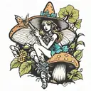 mushroom fairy witch zodiac hippie  tattoo design idea