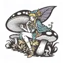 mushroom fairy witch zodiac hippie  tattoo design idea