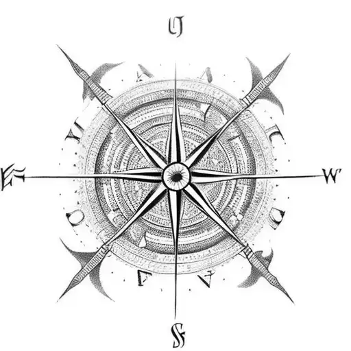 Rose filligree compass rose made of money poker cards  tattoo design idea