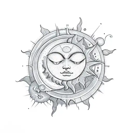 Sun and Moon tattoo design idea