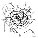 A neuron intertwined with a coffee bean vine tattoo design idea