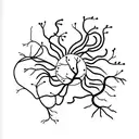 A neuron intertwined with a coffee bean vine tattoo design idea