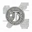 greek key plus Gemini plus Scorpio plus love  tattoo design idea