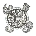 greek key plus Gemini plus Scorpio plus love  tattoo design idea