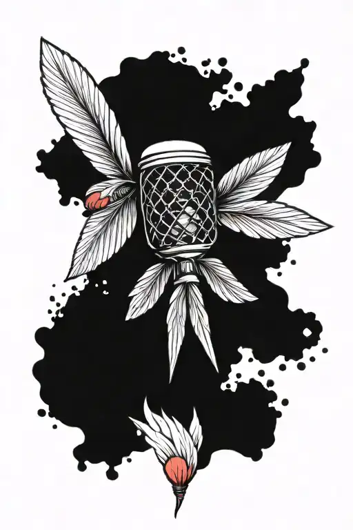 heartbeats and badminton shuttlecock tattoo design idea