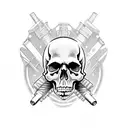 skull with guns and roses tattoo design idea