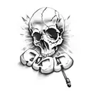 skull with guns and roses tattoo design idea