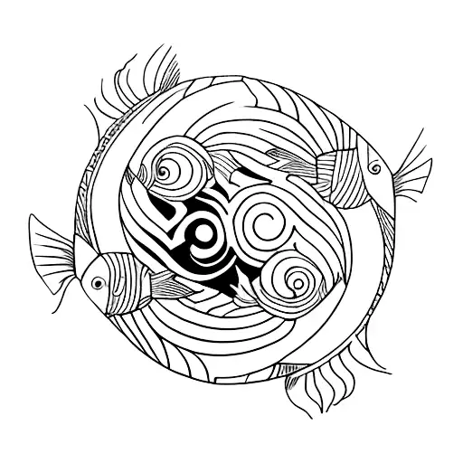 Koi fish and clown fish in a yin yang layout tattoo design idea