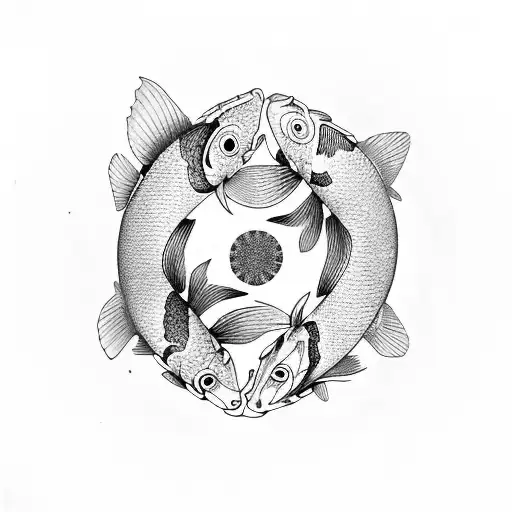 Koi fish and clown fish in a yin yang layout tattoo design idea