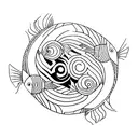Koi fish and clown fish in a yin yang layout tattoo design idea