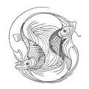Koi fish and clown fish in a yin yang layout tattoo design idea