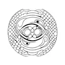 Koi fish and clown fish in a yin yang shape with an abstract background to represent the water element tattoo design idea