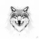 hawk head above wolf head tattoo design idea