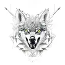 hawk on wolf head tattoo design idea