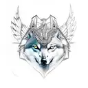 hawk on wolf head tattoo design idea