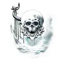poseidon pulling down a sinking pirate ship tattoo design idea