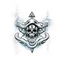 poseidon pulling down a sinking pirate ship tattoo design idea