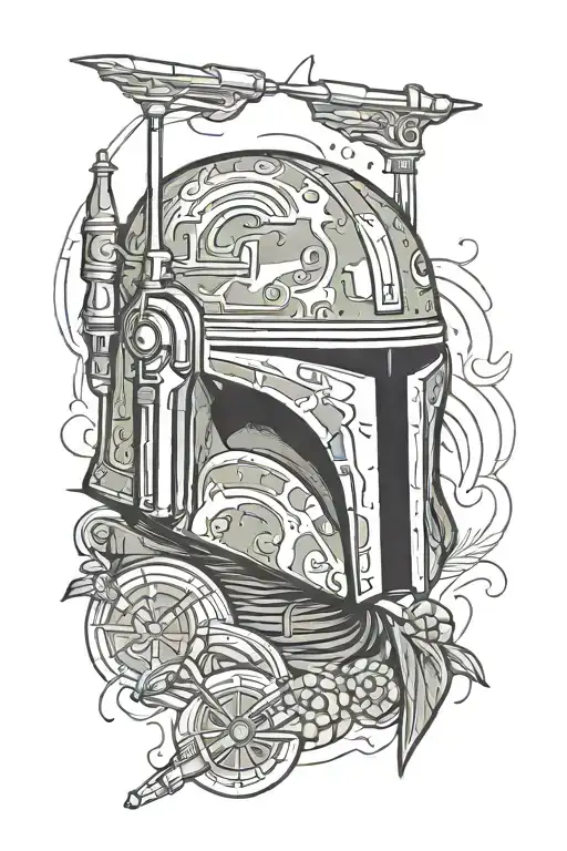 boba fett helmet tattoo design idea