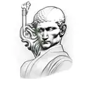 the thinker statue with key behind his head unlocking the universe tattoo design idea