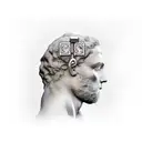 the thinker statue with key behind his head unlocking the universe tattoo design idea