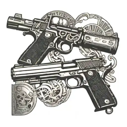 guns no love hate money tattoo design idea