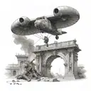 Create a realistic depiction of a military paratrooper landing next to a shrine of the Virgen del Valle tattoo design idea