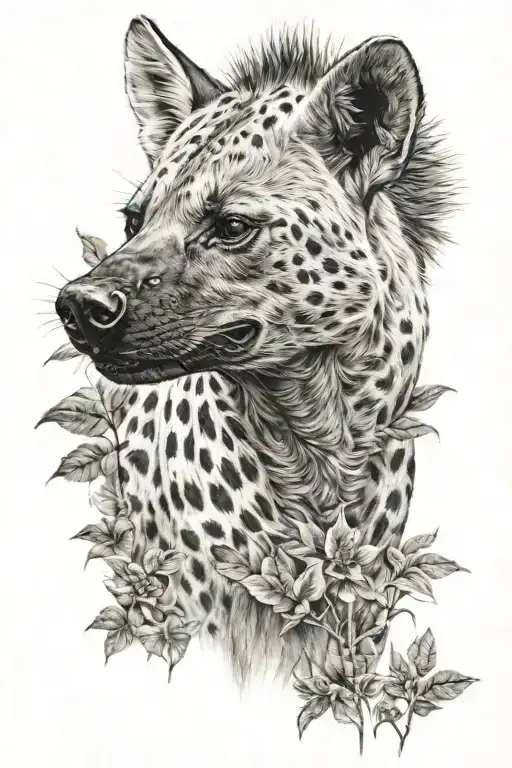 Hyena in nature tattoo design idea