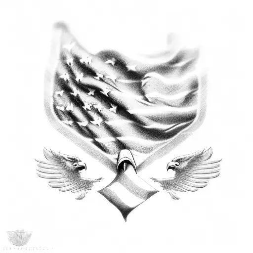 eagle shaped American flag  tattoo design idea