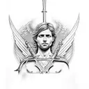 archangel Michael with sword tattoo design idea
