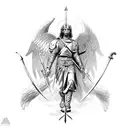 archangel Michael with sword tattoo design idea