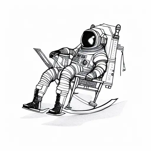 astronaut sitting in a rocking chair tattoo design idea