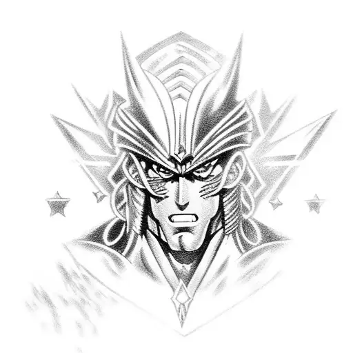 stand Star Platinum from Jojo Bizzarre Advetures in strong pose tattoo design idea
