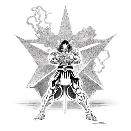 stand Star Platinum from Jojo Bizzarre Advetures in strong pose tattoo design idea